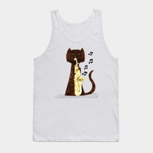 Cool Sax Cat Tank Top